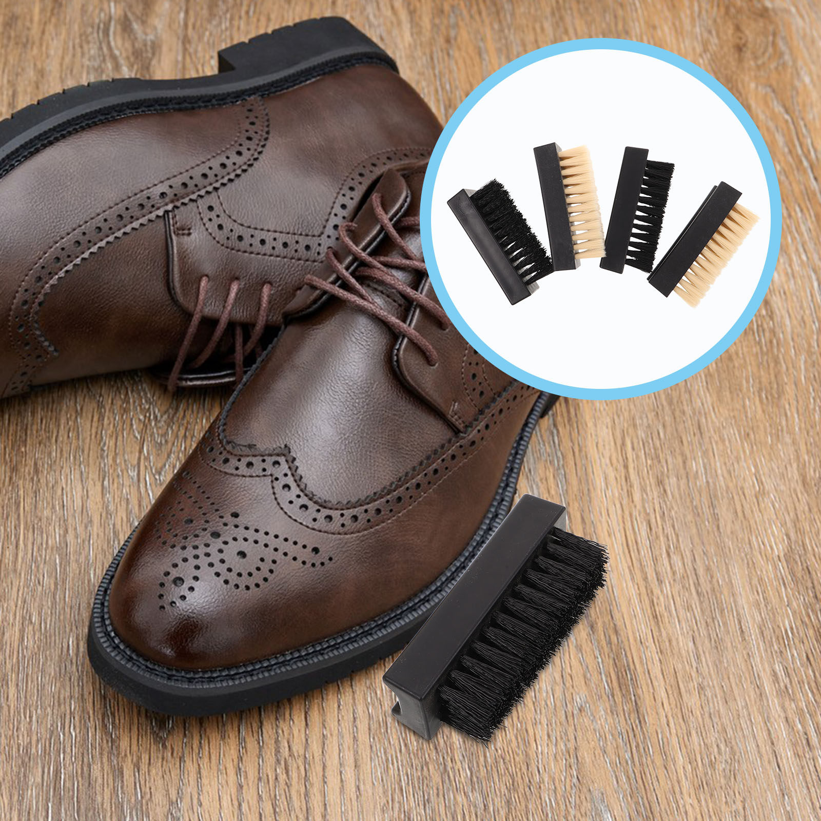 Sneaker Care Set - ชุดแปรงทำความสะอาดรองเท้าอเนกประสงค์ 4 ชิ้น แปรงขัดรองเท้าผ้าใบแบบนุ่ม อุปกรณ์ดูแลรองเท้าบูท น้ำยาทำความสะอาดหนังกลับสำหรับรองเท้ากีฬา
