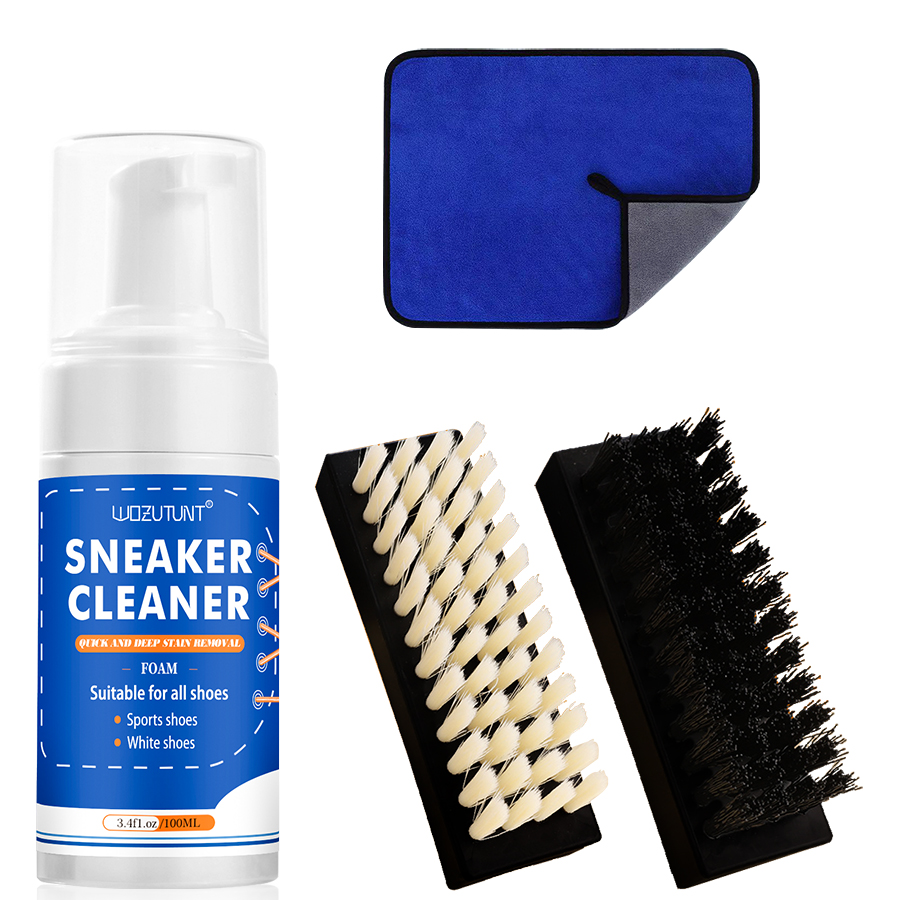 Sneaker Care Spray - ชุดทําความสะอาดรองเท้าสีขาวสําหรับรองเท้าผ้าใบผ้าใบ Nubuck Suede Decontamination รองเท้าผ้าใบโฟมทําความสะอาดพร้อมแปรง 2